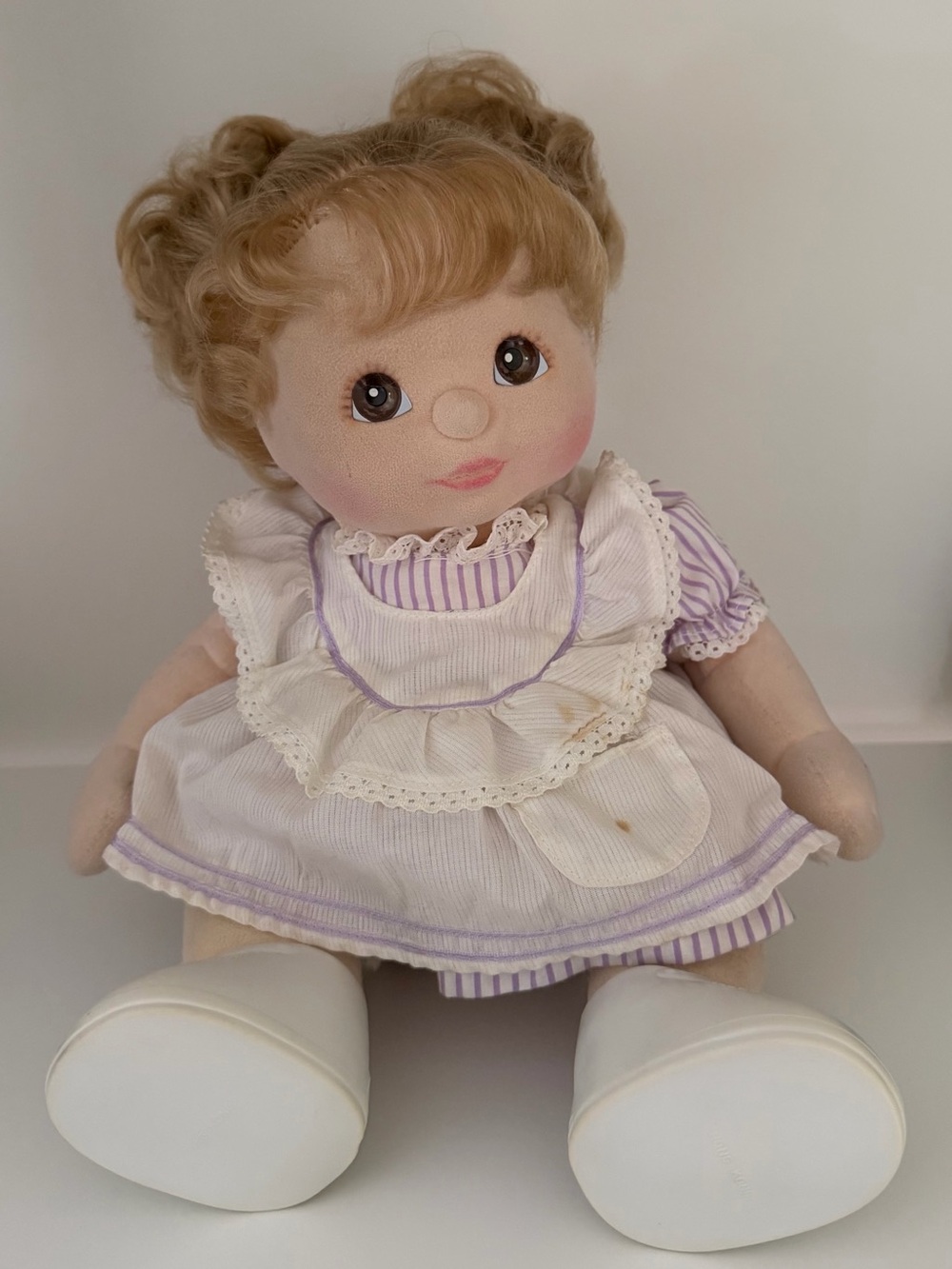 My Child Doll Mattel Vintage Original Outfit Brown Eyes Light Hair Purple Dress